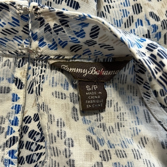 Tommy Bahama White Blue Geometric Halter Linen Top Sleeveless Top size S - Picture 7 of 9